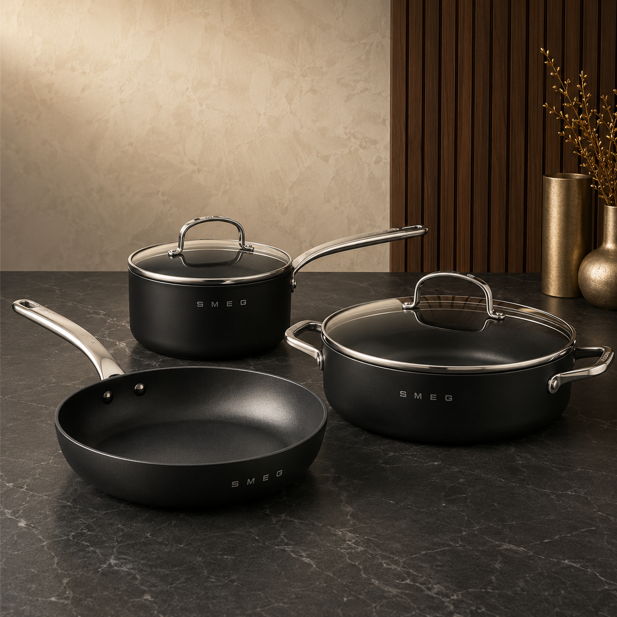 Smeg Everyday Cooking Set – Matte Black