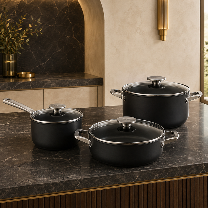 Smeg Non-Stick Pots & Casseroles – Matte Black